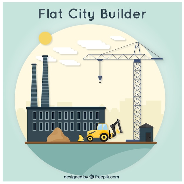 Vector gratuito ciudad plana, construcción