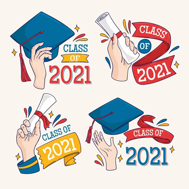 Clase dibujada a mano de la colección de etiquetas de letras 2021