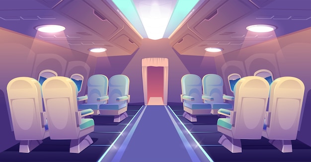 Clase ejecutiva en avión jet privado interior vacío