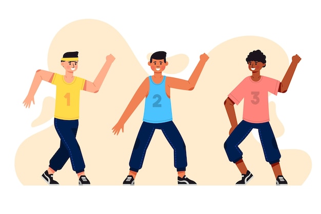 Vector gratuito clase de fitness de baile plano ilustrada