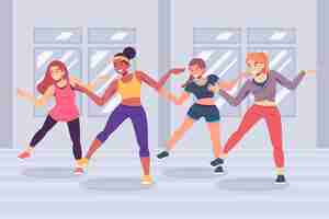 Vector gratuito clase de fitness de baile plano orgánico