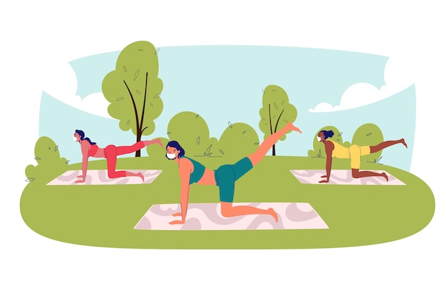 Vector gratuito clase de yoga al aire libre