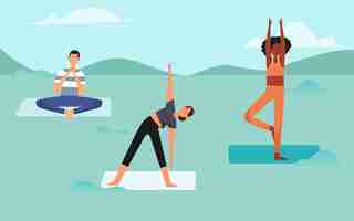 Vector gratuito clase de yoga al aire libre