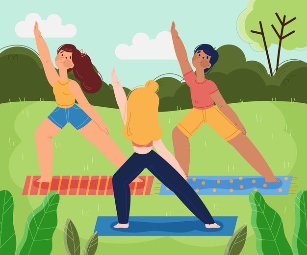 Clase de yoga al aire libre
