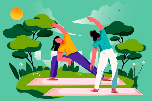 Vector gratuito clase de yoga al aire libre