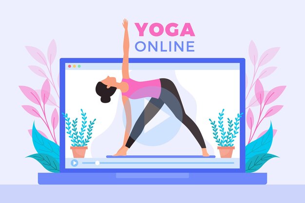 Clase de yoga en línea de diseño plano