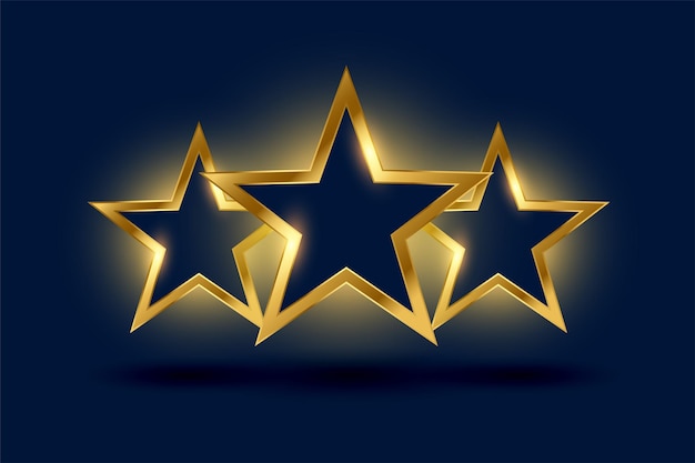 Clasificación de estrella dorada de estilo 3D con vector de efecto de luz y sombra