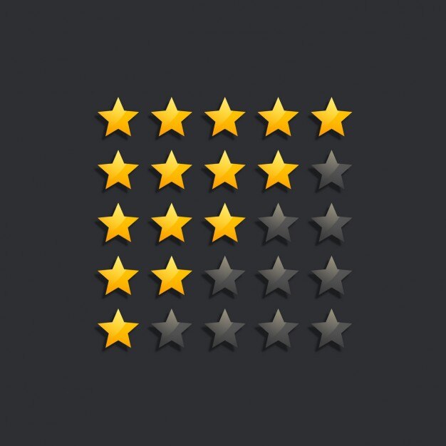 Clasificación por estrellas con fondo negro