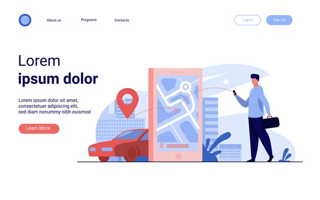 Cliente que usa la aplicación en línea para pedir un taxi o alquilar un automóvil