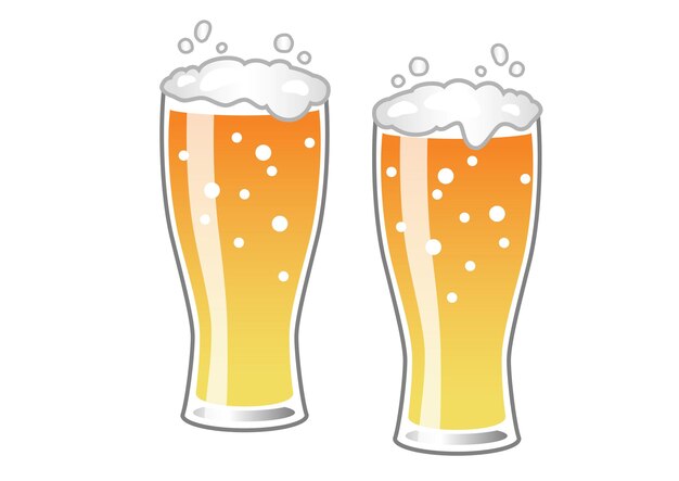 Clipart de vaso de cerveza vectorial aislado en un fondo blanco