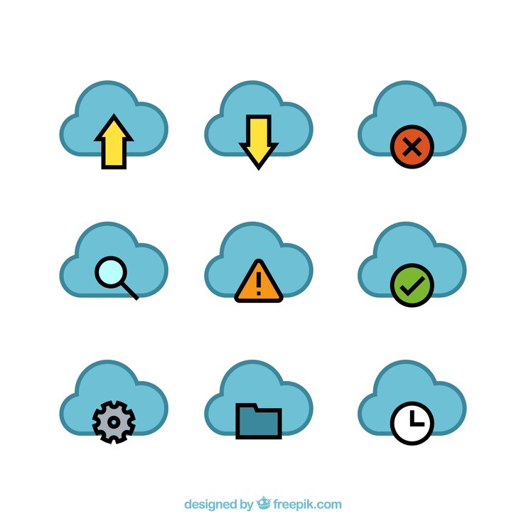 Vector gratuito clound computer concept pegatinas azules