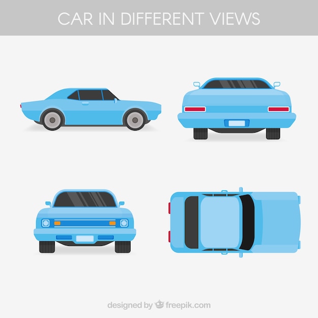 Vector gratuito coche americano con diferentes vistas