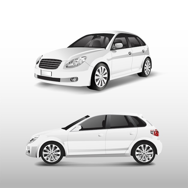 Coche blanco hatchback aislado en vector blanco