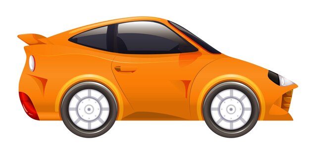 Coche de carreras en color naranja sobre fondo aislado