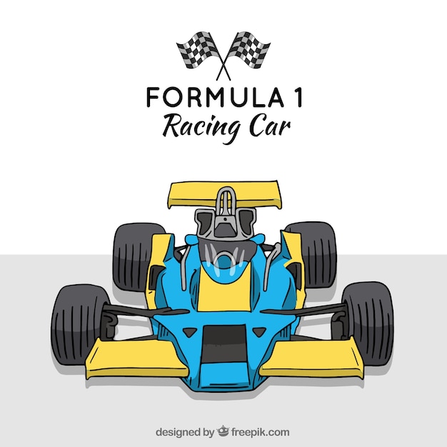 Vector gratuito coche de carreras de formula 1 moderno dibujado a mano