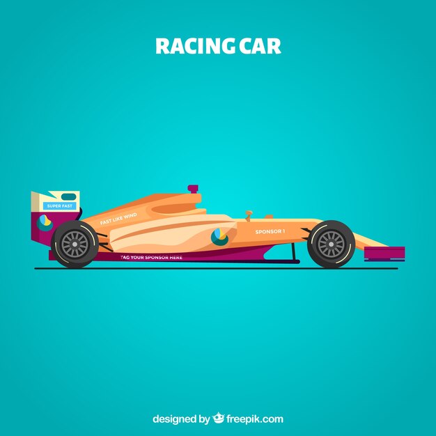 Coche de carreras de fórmula 1 moderno con diseño plano