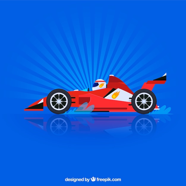 Coche de carreras de formula 1 moderno con diseño plano