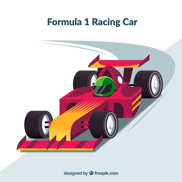 Coche de carreras de fórmula 1 moderno con diseño plano