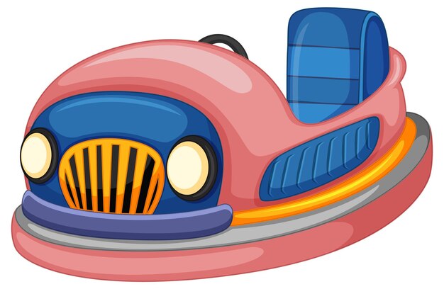 Coche chocador de dibujos animados sobre fondo blanco