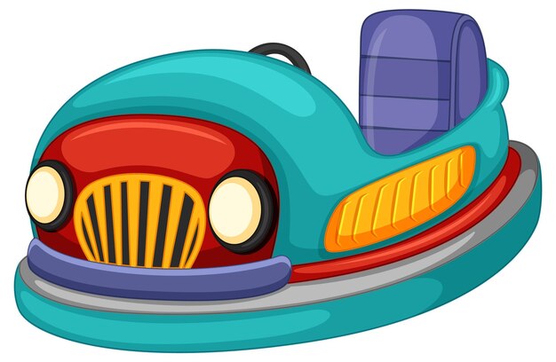 Coche chocador de dibujos animados sobre fondo blanco