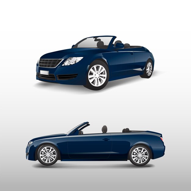 Coche convertible azul aislado en vector blanco