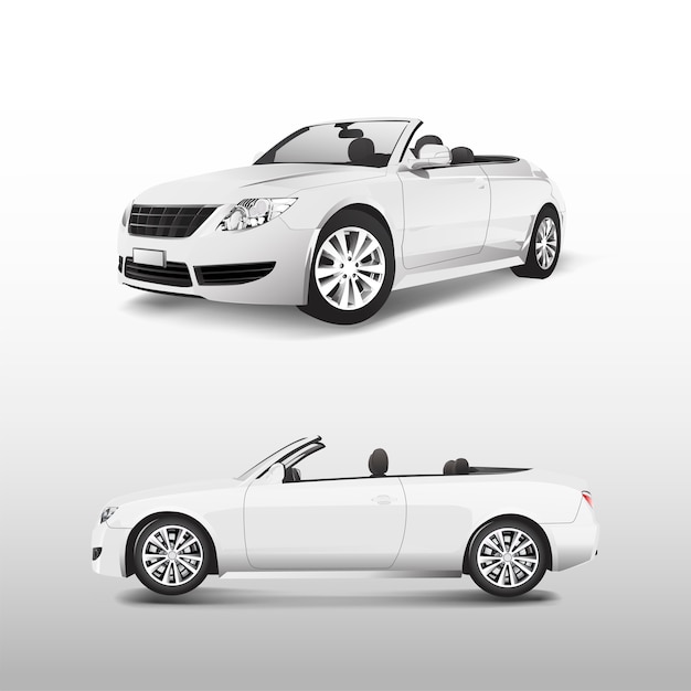 Coche convertible blanco aislado en vector blanco