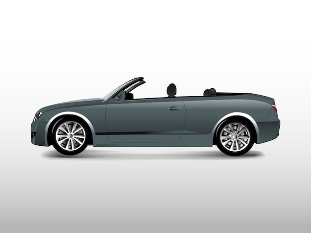 Coche convertible gris aislado en vector blanco