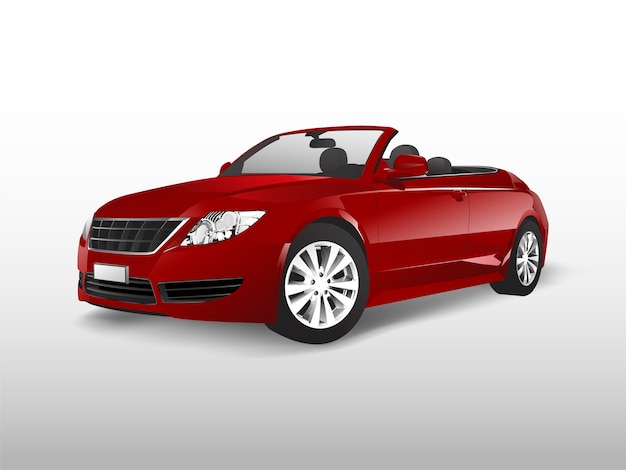 Coche convertible rojo aislado en vector blanco