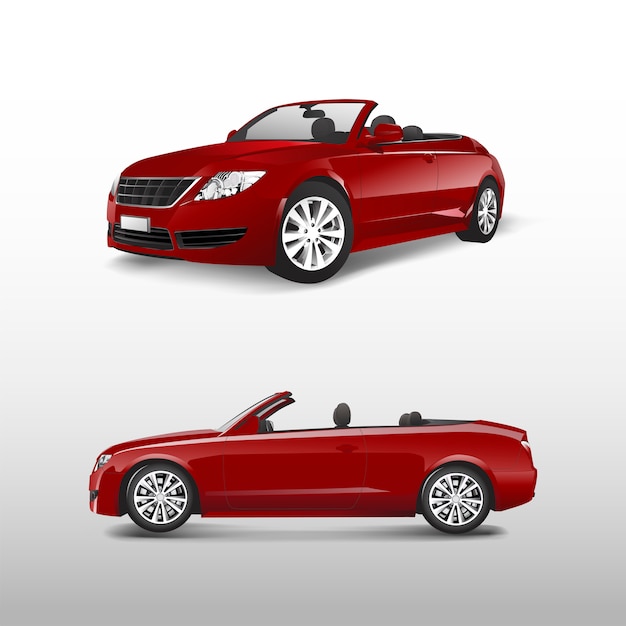 Coche convertible rojo aislado en vector blanco