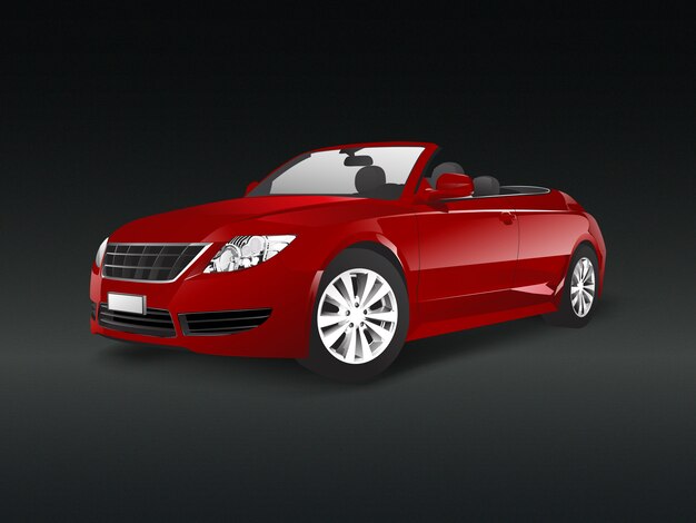 Coche convertible rojo en un vector de fondo negro