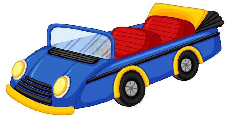 Vector gratuito coche convertible vintage azul en estilo de dibujos animados