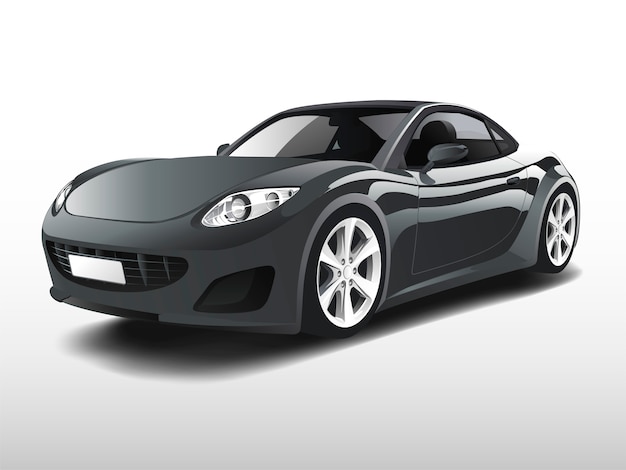 Coche deportivo gris aislado en vector blanco