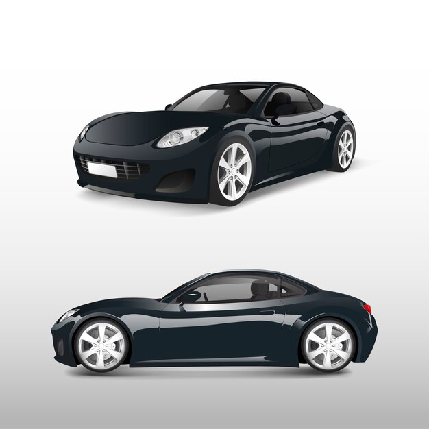 Coche deportivo negro aislado en vector blanco