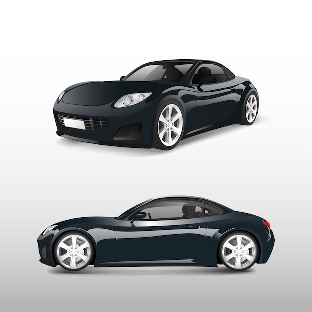 Coche deportivo negro aislado en vector blanco