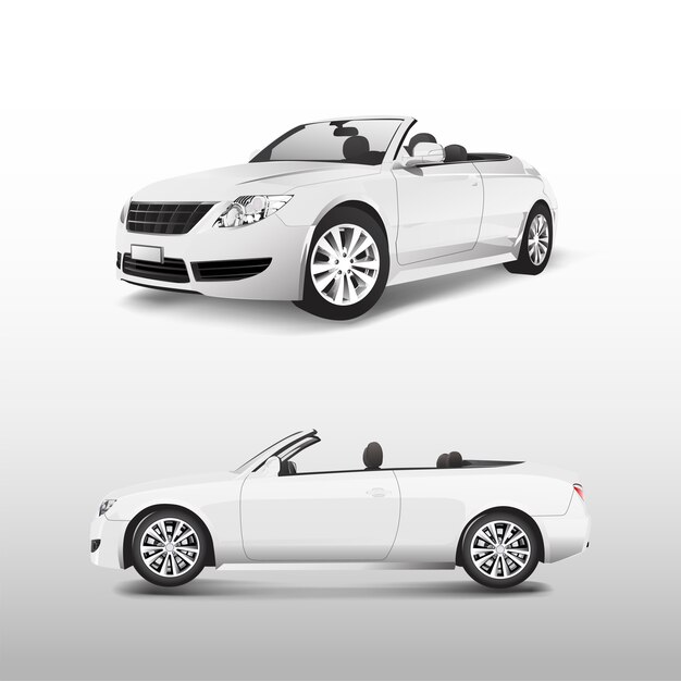 Coche descapotable blanco aislado en vector blanco