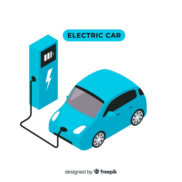 Coche eléctrico isométrico