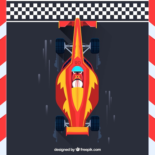 Vector gratuito coche de formula 1 pasando línea de meta