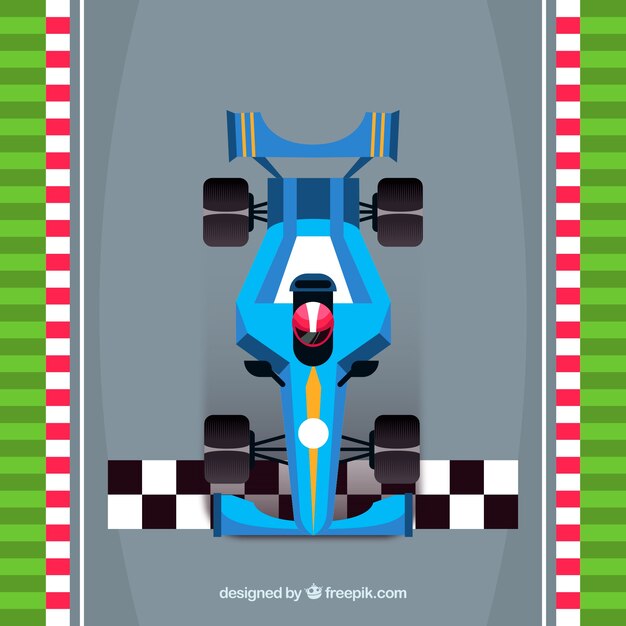 Coche de formula 1 pasando línea de meta