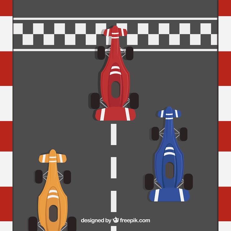 Vector gratuito coche de formula 1 pasando línea de meta