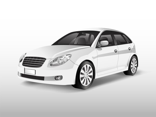Coche hatchback blanco aislado en el vector blanco