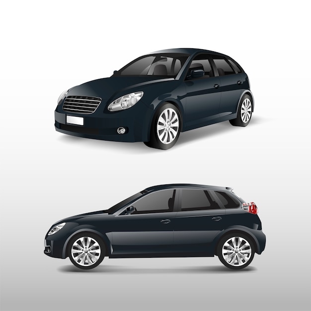 Coche hatchback negro aislado en vector blanco
