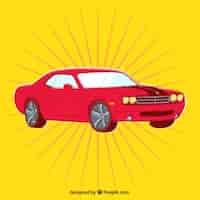 Vector gratuito coche rojo vintage