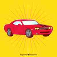 Vector gratuito coche rojo vintage