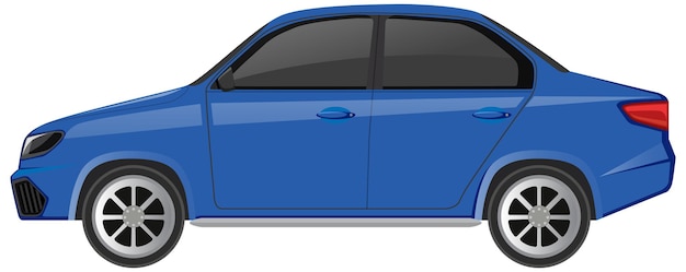 Vector gratuito coche sedán azul aislado sobre fondo blanco.