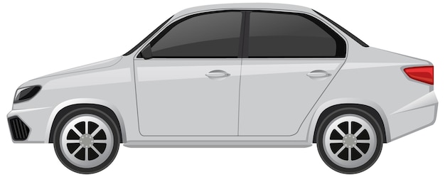 Coche sedán blanco aislado sobre fondo blanco.