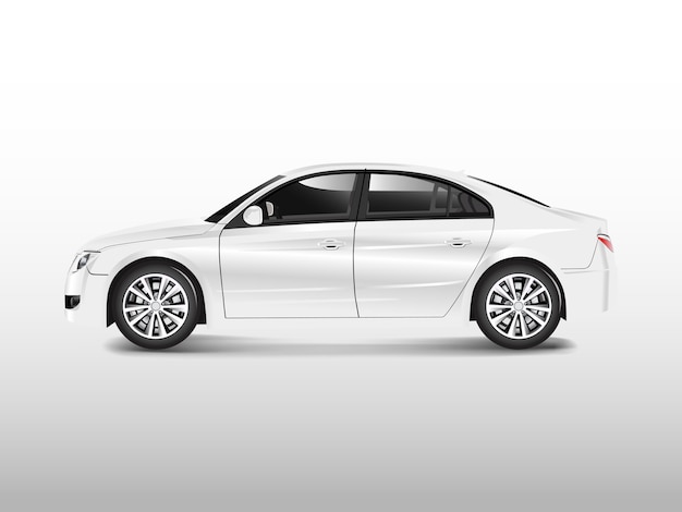 Coche sedán blanco aislado en vector blanco