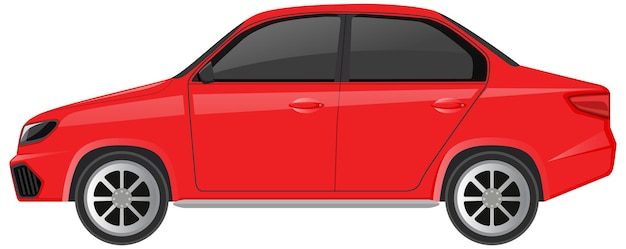 Coche sedán rojo aislado sobre fondo blanco.