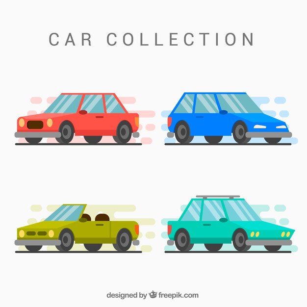Coches adorables con diseño plano
