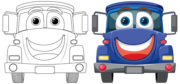 Coches de dibujos animados alegres con expresiones