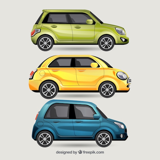 Vector gratuito coches urbanos con estilo realista